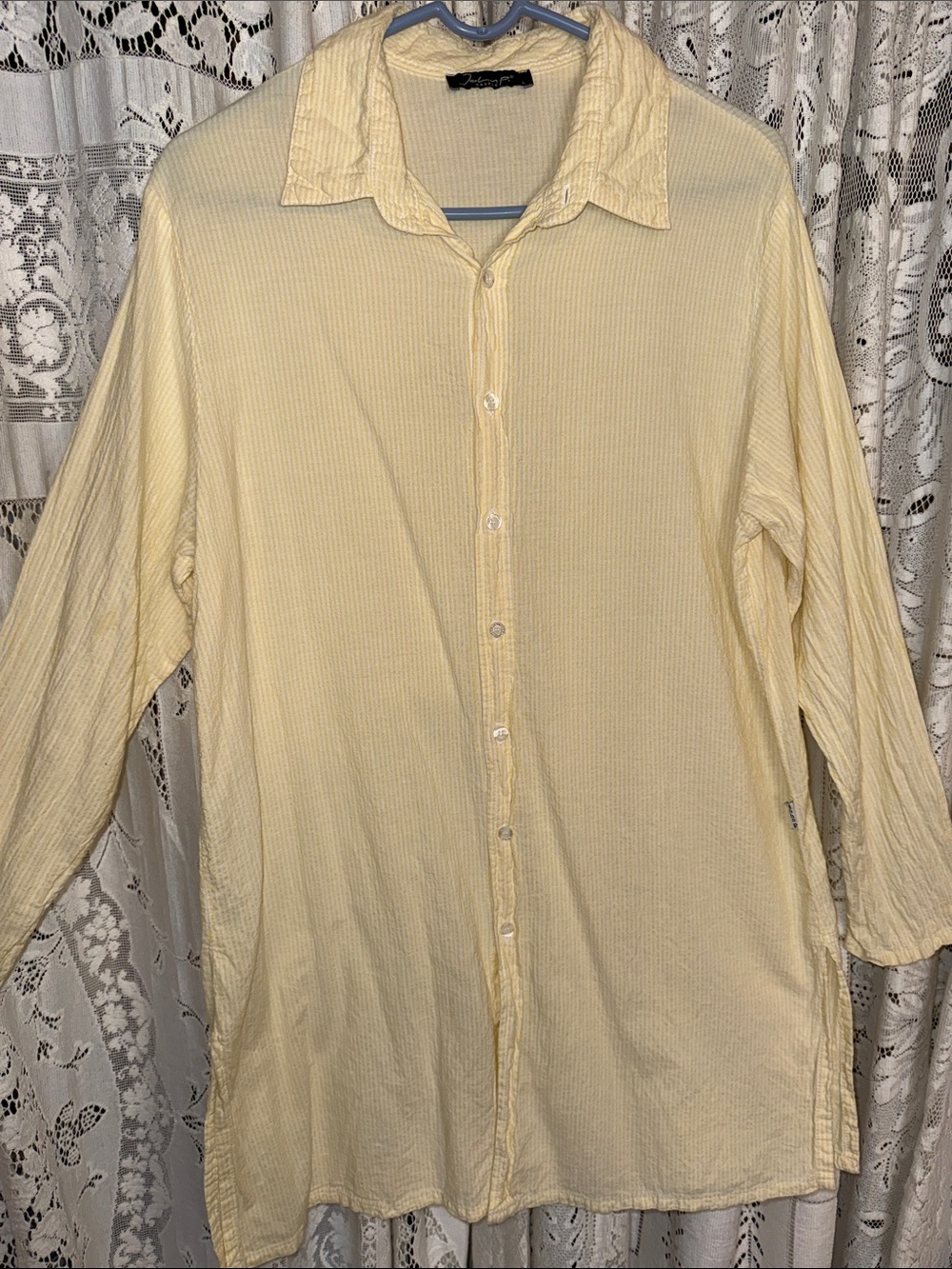 John P Greece yellow striped shirt dress
